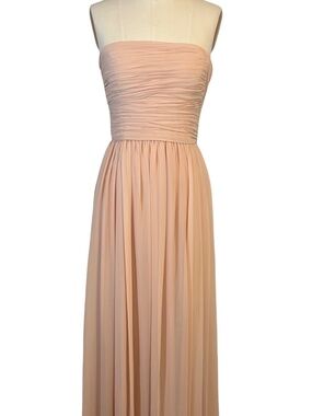 Vera Wang Blush Tone Strapless Gown Dress - Rouched Details Formal Prom Size 4